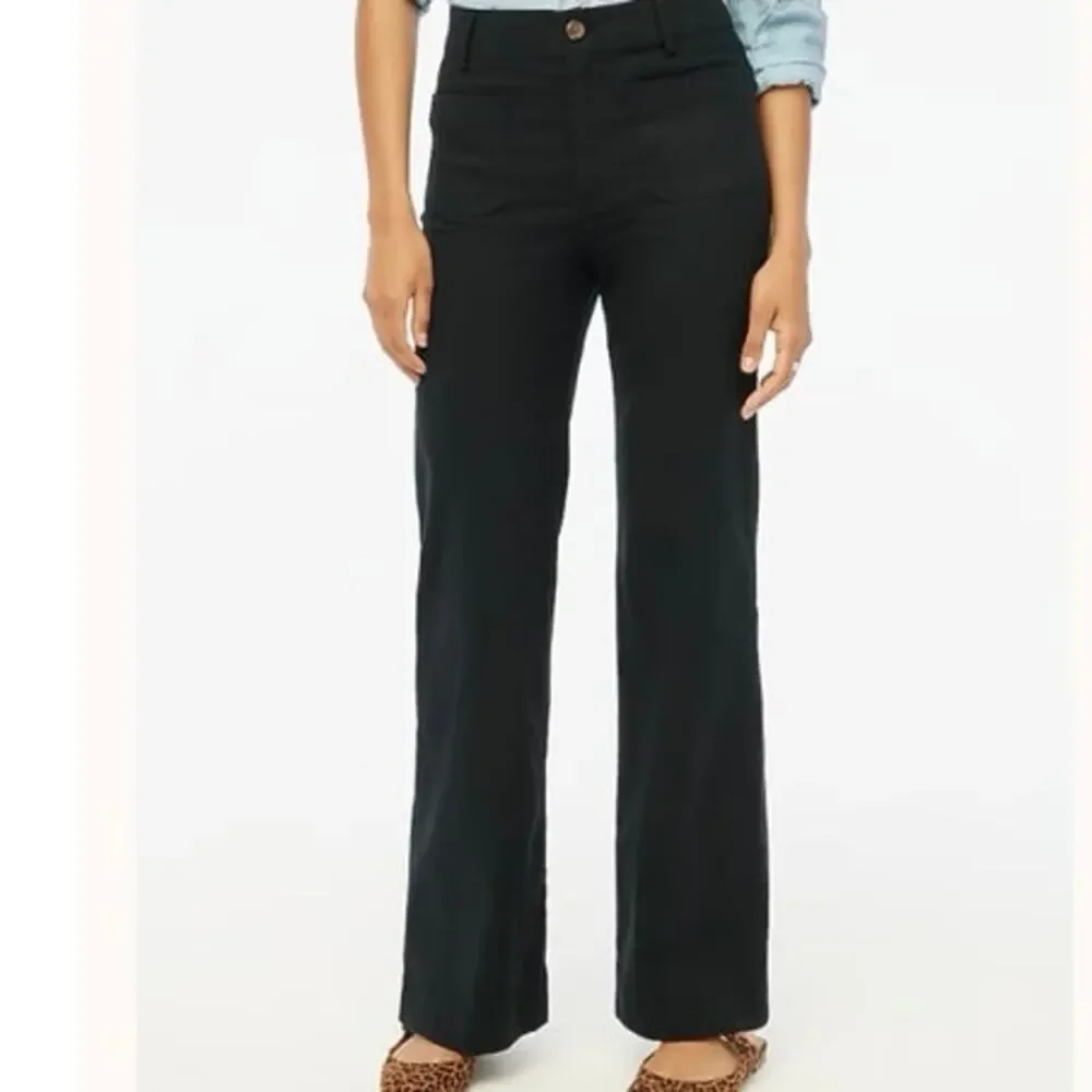 J.Crew Black Chino Wide Leg Pants High Rise Cotton Workwear Trousers Size 31